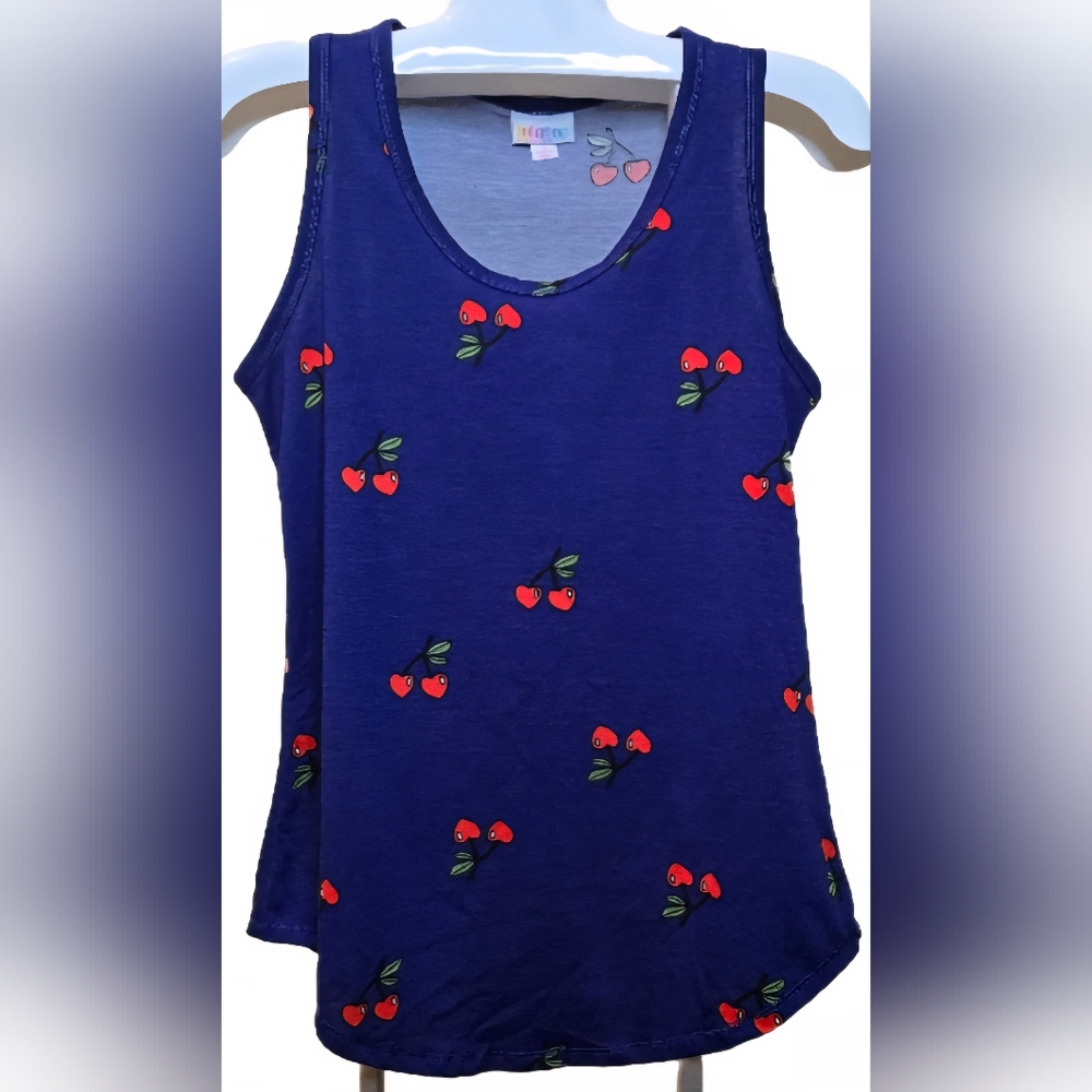 LuLaRoe Purple Tank Top with Cherry Design